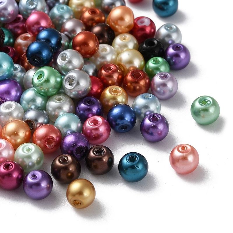 100 x 6mm Glass Pearls, Mixed Colours