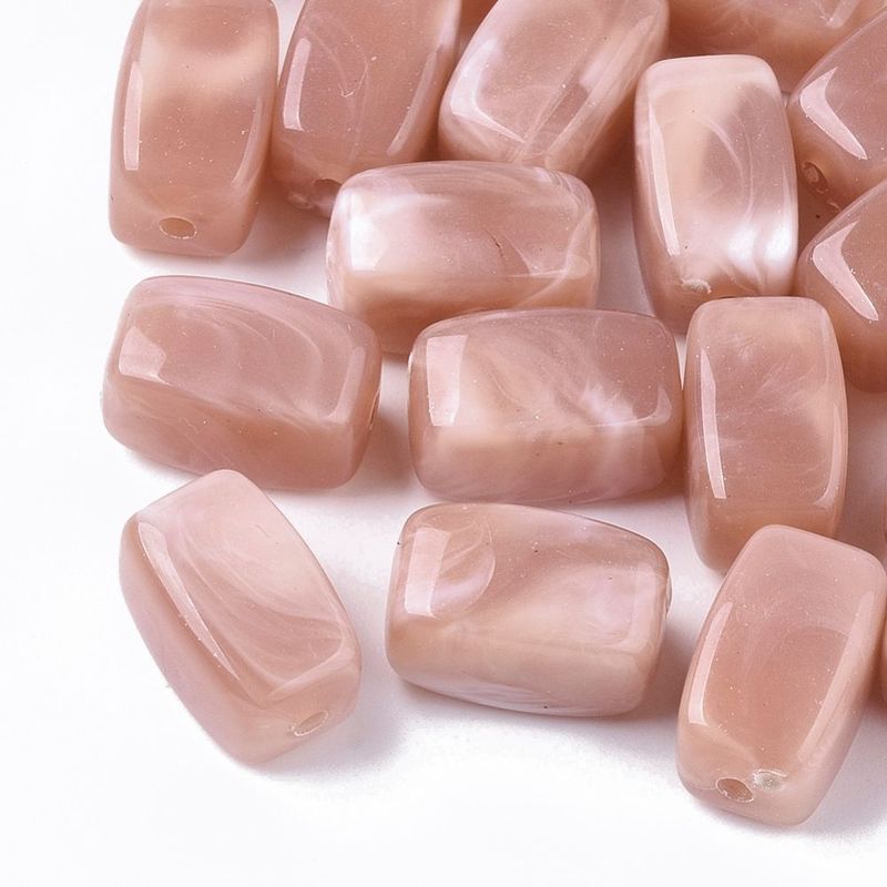 30 x Cuboid Acrylic Marbled Beads in Rosy Brown, 13x7mm 30 x Cuboid Acrylic Marbled Beads in Rosy Brown, 13x7mm