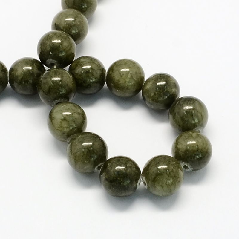 Dyed Jade in Olive, 6mm, 1 Strand Dyed Jade in Olive, 6mm, 1 Strand
