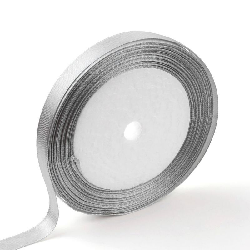 6mm Satin Ribbon, Silver, 22m 6mm Satin Ribbon, Silver, 22m