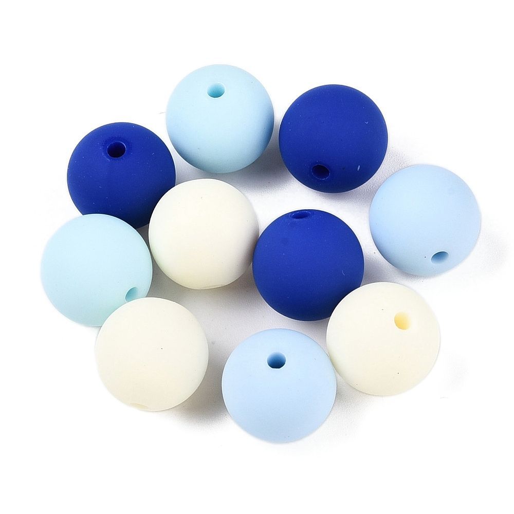 20 x 14mm Rubberized Silicone Beads, Mixed Blues