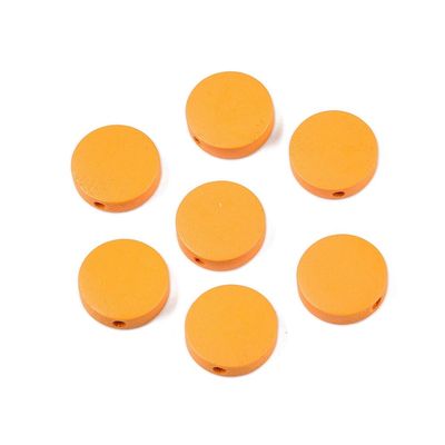 20 x Painted Wooden Beads, 15x4mm, Apticot/Light Orange
