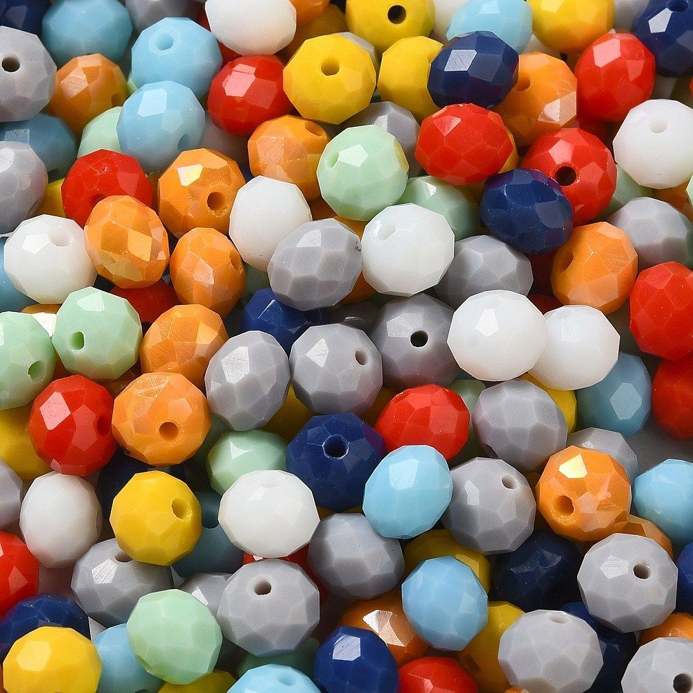 50 x Faceted Glass Rondelles, 8x6mm, Bright Mix 50 x Faceted Glass Rondelles, 8x6mm, Bright Mix