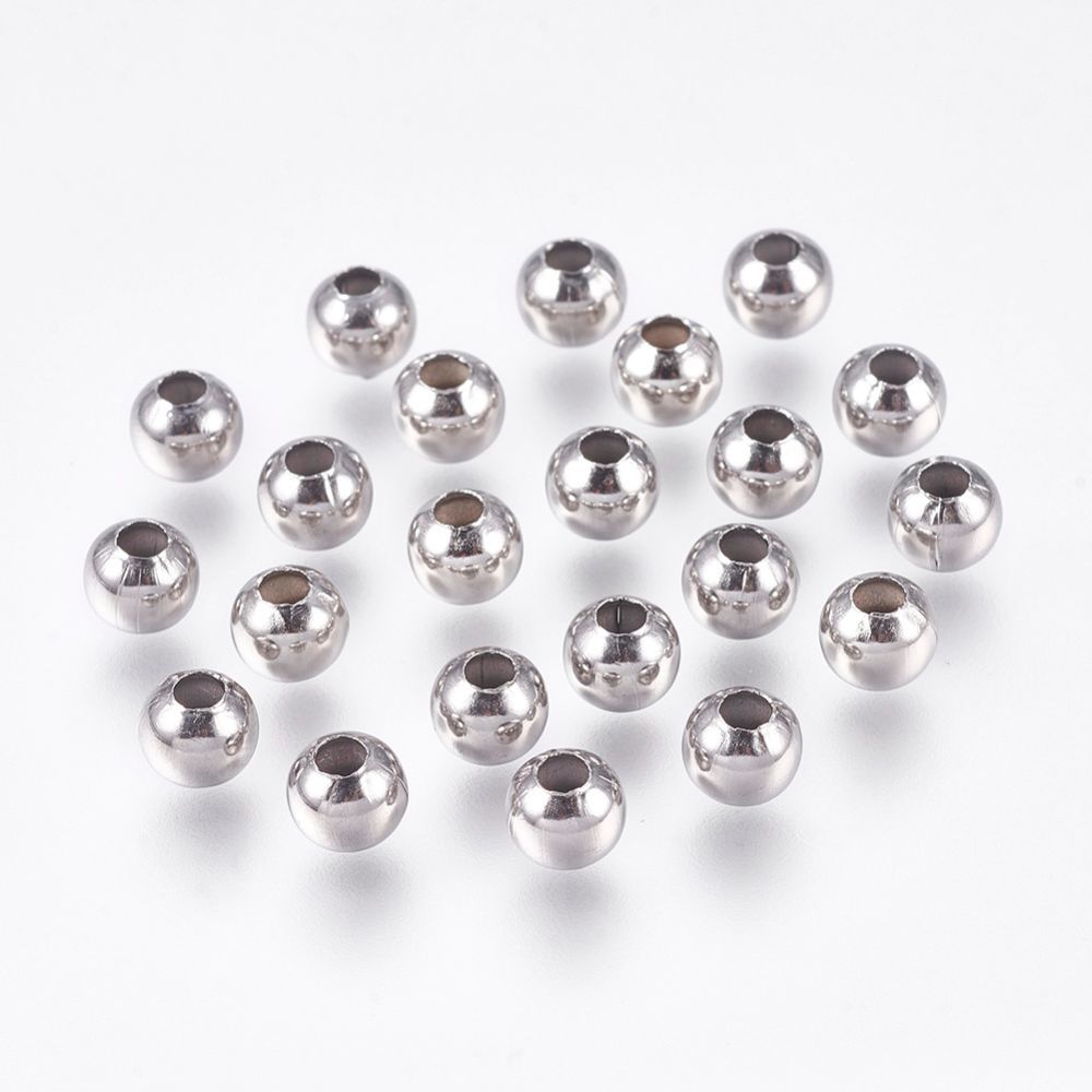50 x Stainless Steel Beads, 6mm 50 x Stainless Steel Beads, 6mm