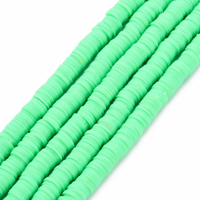 Polymer Clay Heishi Bead Strand, Bright Neon Green, 6mm Polymer Clay Heishi Bead Strand, Bright Neon Green, 6mm