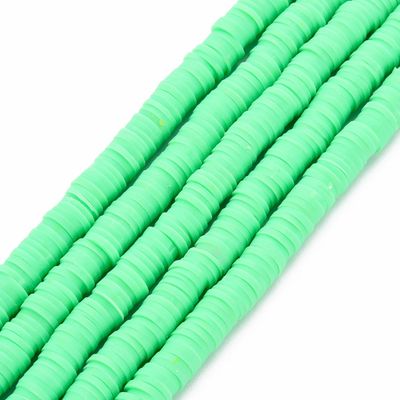 Polymer Clay Heishi Bead Strand, Bright Neon Green, 6mm