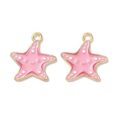 Enamel & Gold Pink Starfish Charm, 19x17mm Enamel & Gold Pink Starfish Charm, 19x17mm