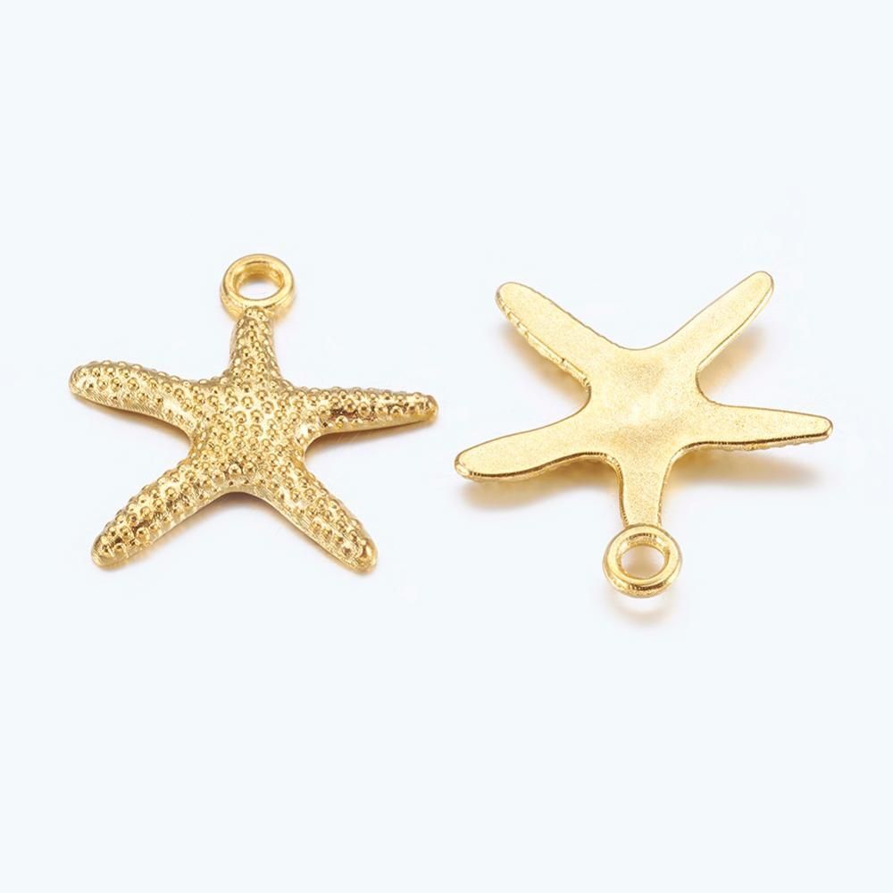 Gold Plated Starfish Charm/Pendant, 19x19mm