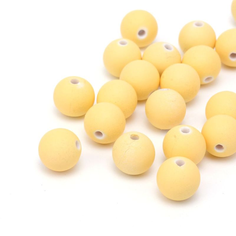 30 x 9mm Rubberized Acrylic Beads, Sunny Yellow