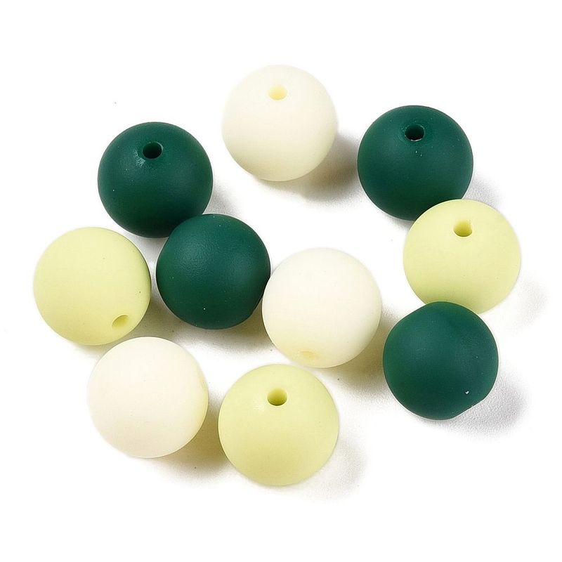 30 x 11mm Rubberized Acrylic Beads, Green Mix