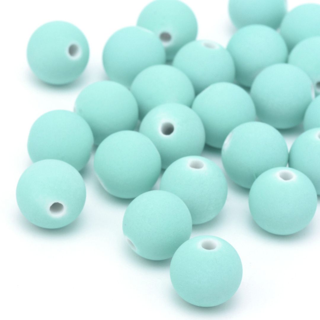 30 x 10mm Rubberized Acrylic Beads, Aquamarine 30 x 10mm Rubberized Acrylic Beads, Aquamarine