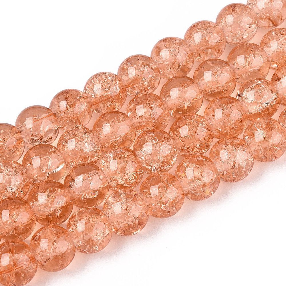 50 x 8mm Crackle Glass in Peach