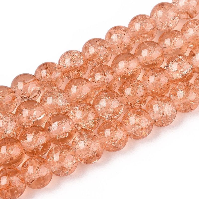 50 x 8mm Crackle Glass in Peach