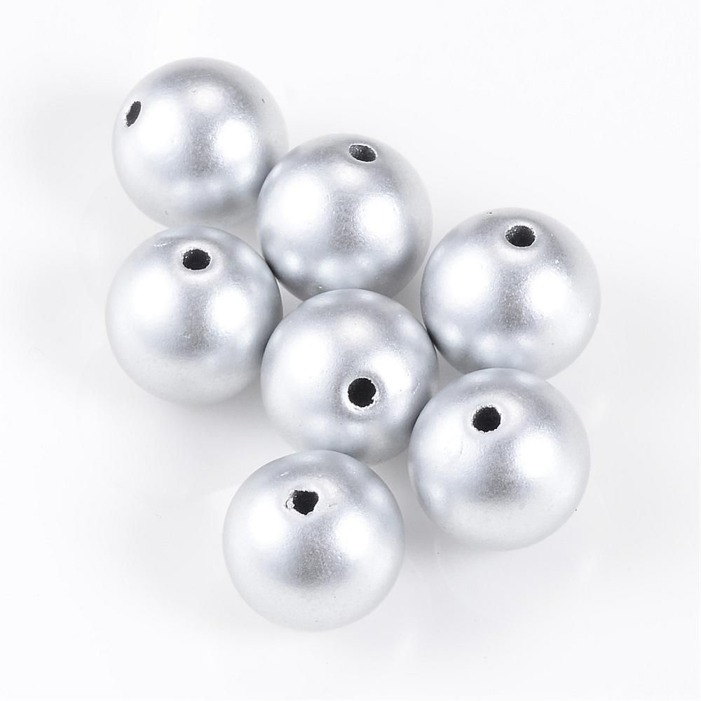 30 x 9mm Matt Acrylic Beads, Silver 30 x 9mm Matt Acrylic Beads, Silver