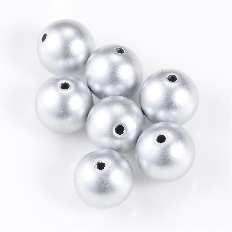 30 x 9mm Matt Acrylic Beads, Silver