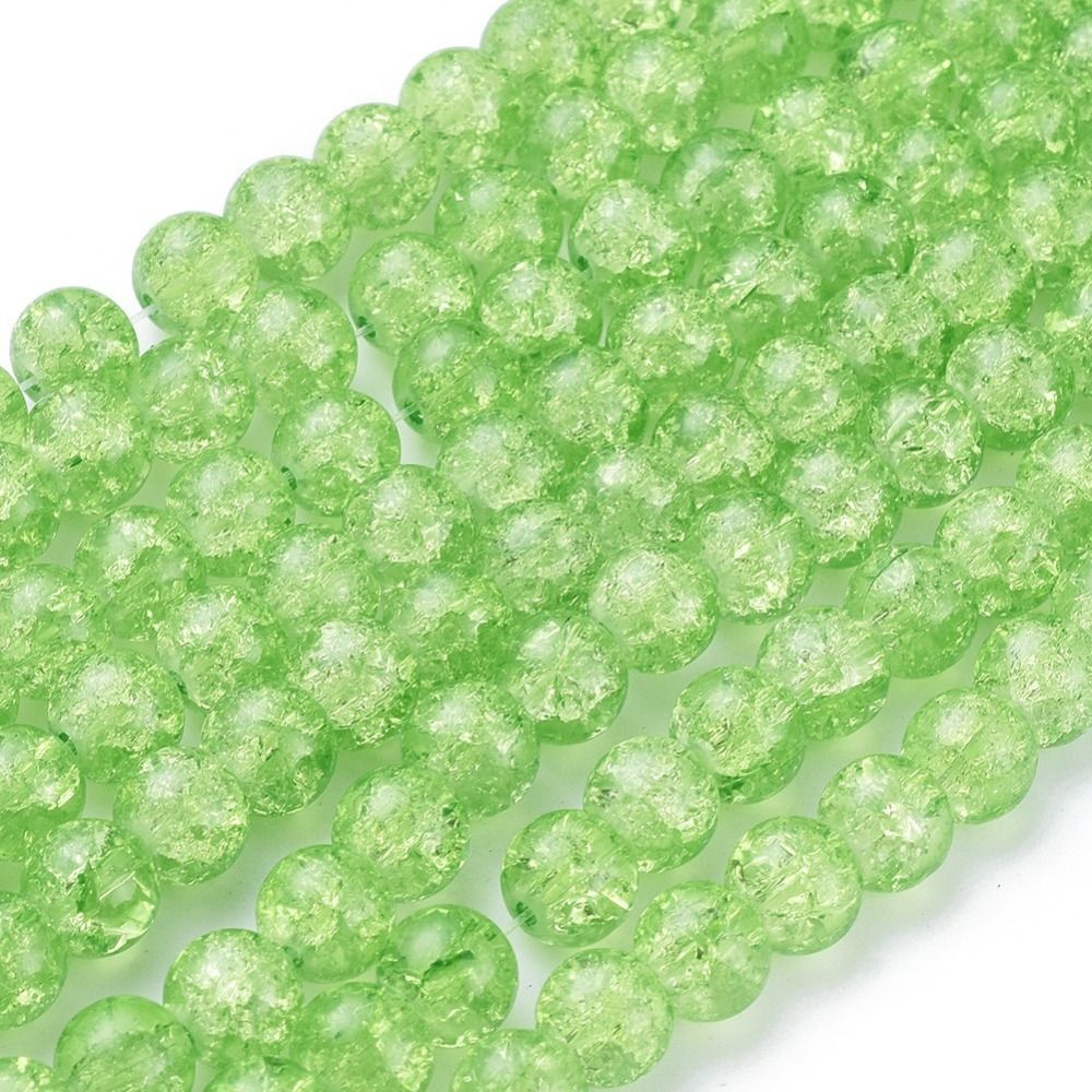 50 x 8mm Crackle Glass in Lime Green 50 x 8mm Crackle Glass in Lime Green