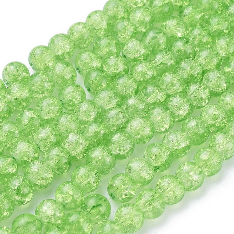50 x 8mm Crackle Glass in Lime Green 50 x 8mm Crackle Glass in Lime Green