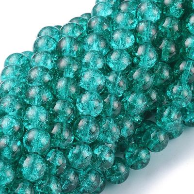 50 x 8mm Crackle Glass in Teal