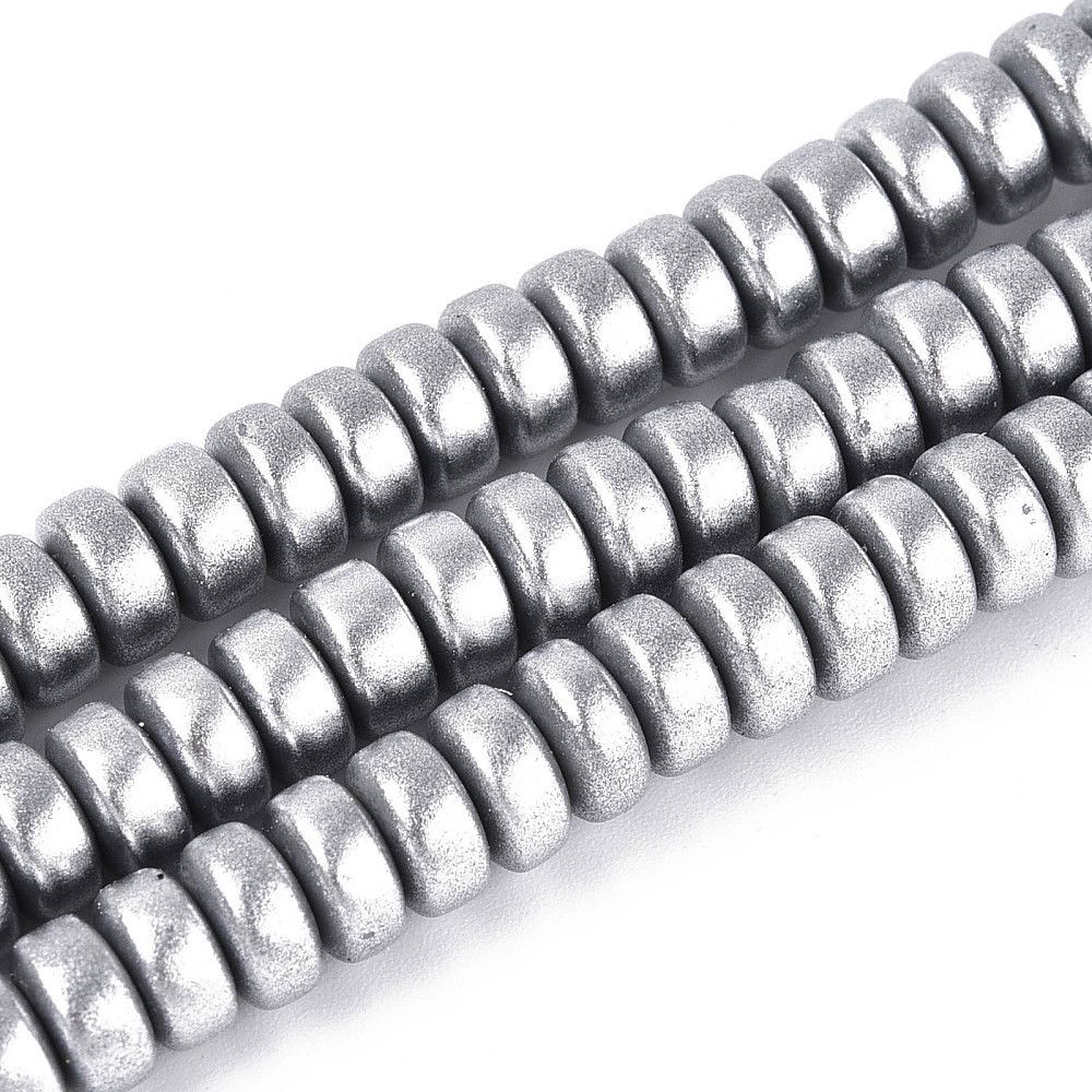 Polymer Clay Rondelle Beads, Silver, 6x3mm Polymer Clay Rondelle Beads, Silver, 6x3mm