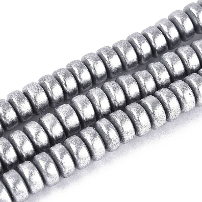 Polymer Clay Rondelle Beads, Silver, 6x3mm Polymer Clay Rondelle Beads, Silver, 6x3mm