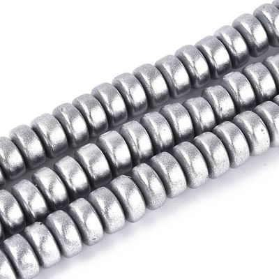 Polymer Clay Rondelle Beads, Silver, 6x3mm Polymer Clay Rondelle Beads, Silver, 6x3mm