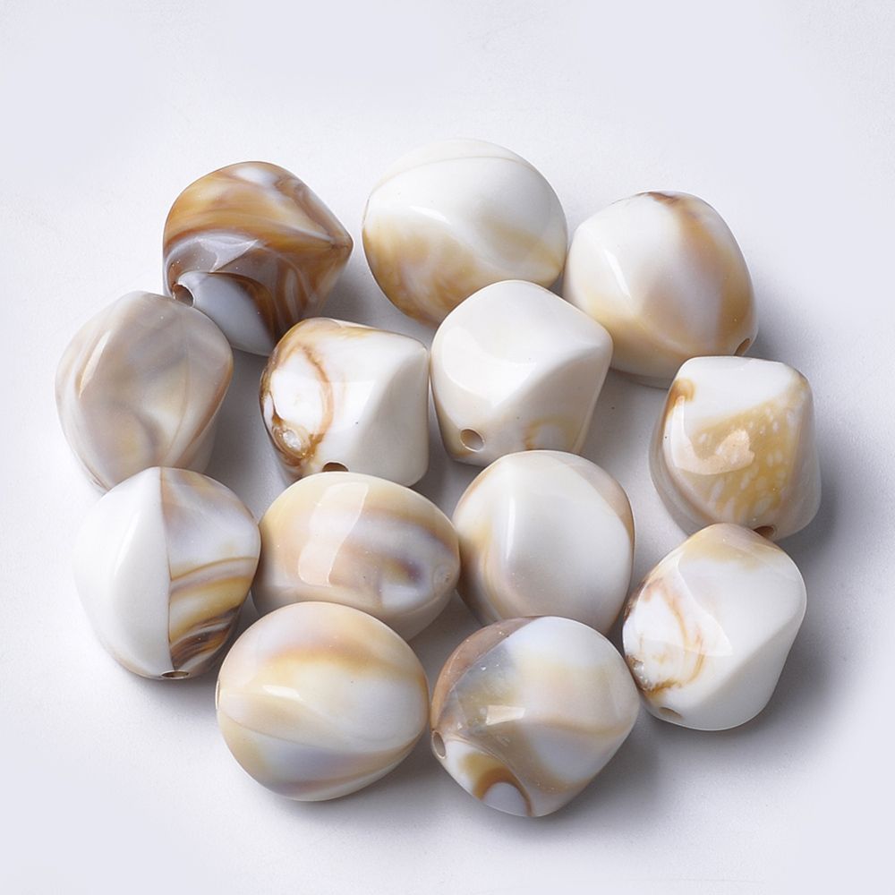 20 x Marbled Acrylic Nuggets, 15x12mm, Coffee & Cream 20 x Marbled Acrylic Nuggets, 15x12mm, Coffee & Cream