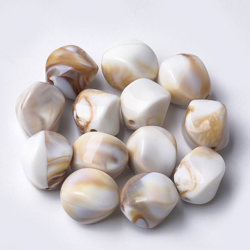 20 x Marbled Acrylic Nuggets, 15x12mm, Coffee & Cream 20 x Marbled Acrylic Nuggets, 15x12mm, Coffee & Cream