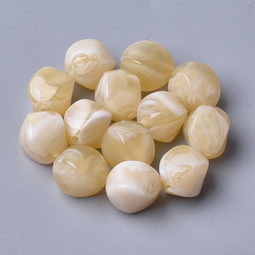 20 x Marbled Acrylic Nuggets, 15x12mm, Ivory 20 x Marbled Acrylic Nuggets, 15x12mm, Ivory