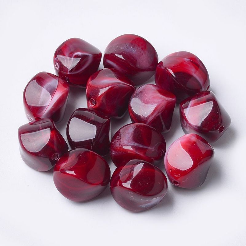 20 x Marbled Acrylic Nuggets, 15x12mm, Red 20 x Marbled Acrylic Nuggets, 15x12mm, Red