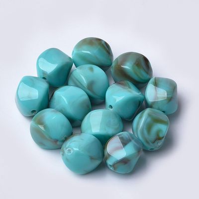 20 x Marbled Acrylic Nuggets, 15x12mm, Turquoise 20 x Marbled Acrylic Nuggets, 15x12mm, Turquoise
