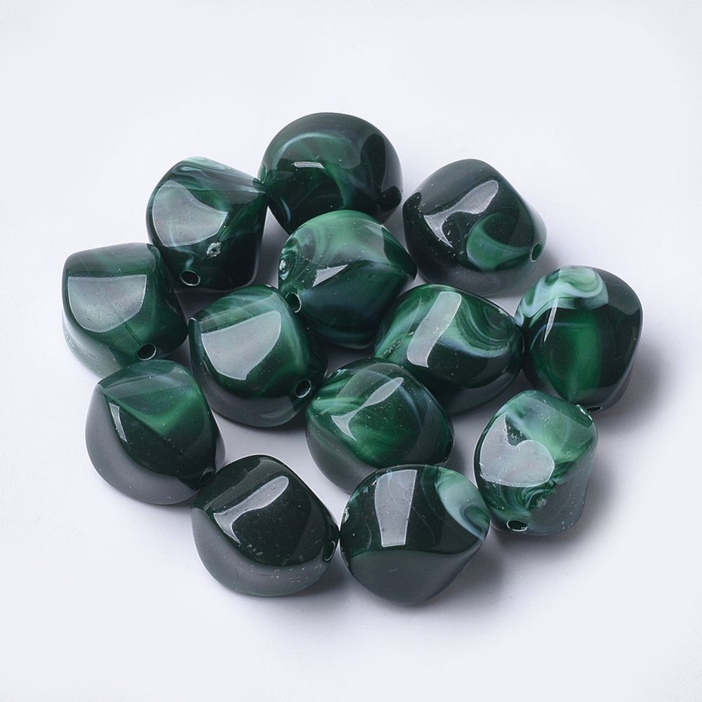 20 x Marbled Acrylic Nuggets, 15x12mm, Green 20 x Marbled Acrylic Nuggets, 15x12mm, Green