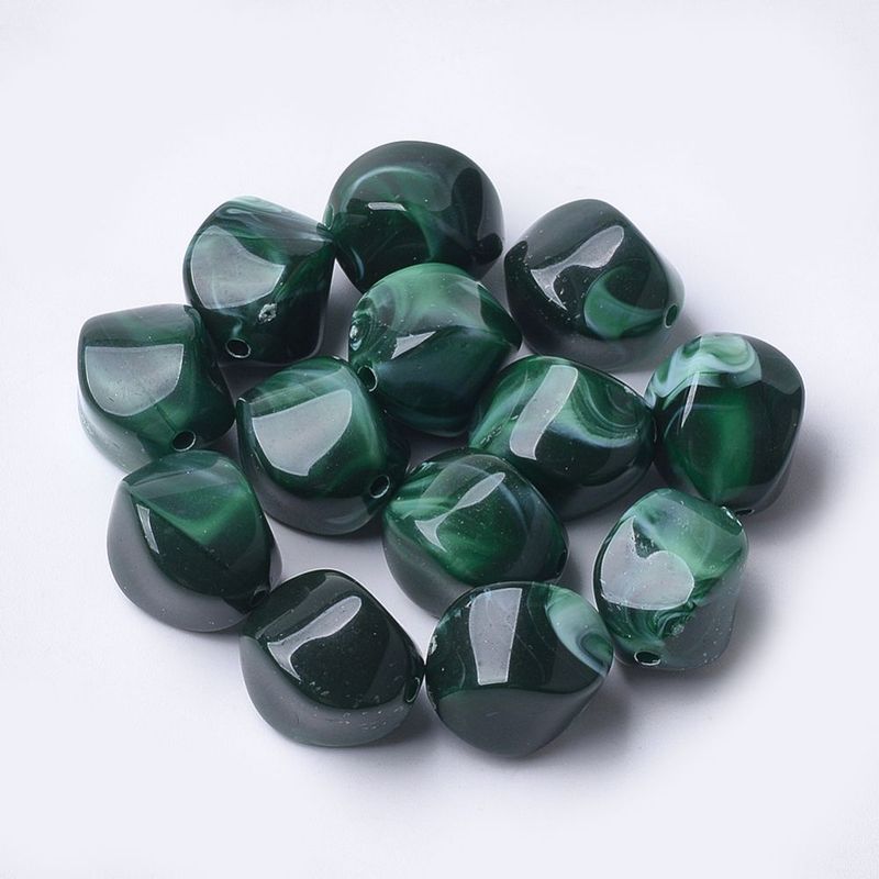 20 x Marbled Acrylic Nuggets, 15x12mm, Green 20 x Marbled Acrylic Nuggets, 15x12mm, Green