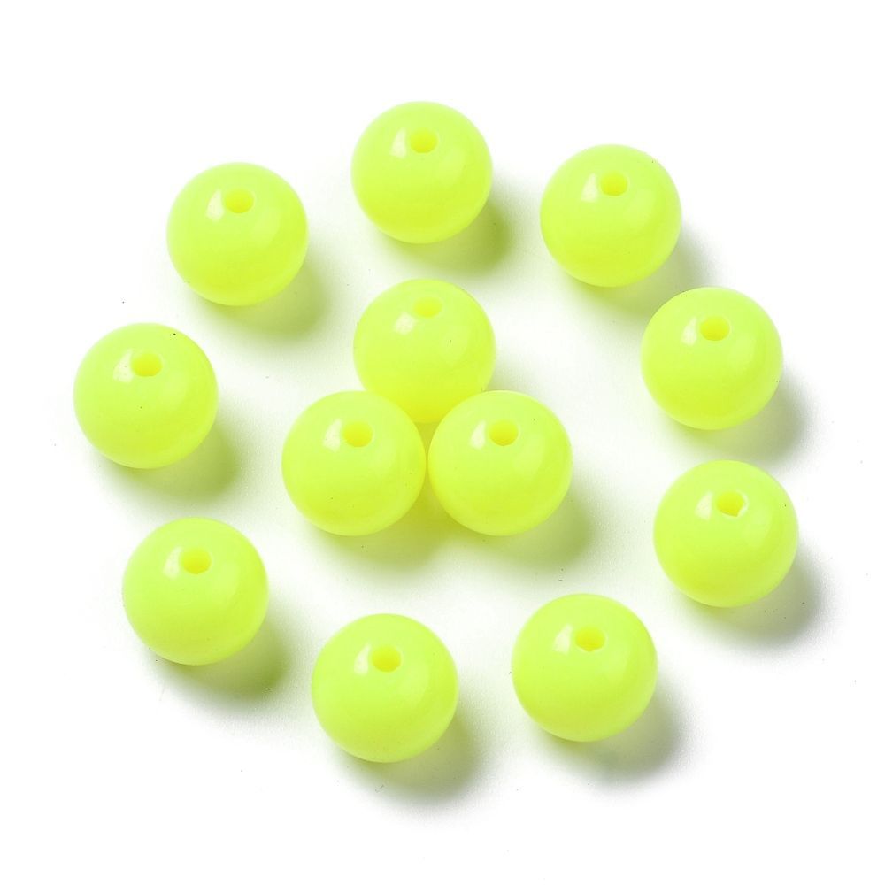 30 x 10mm Acrylic Beads, Neon Yellow 30 x 10mm Acrylic Beads, Neon Yellow