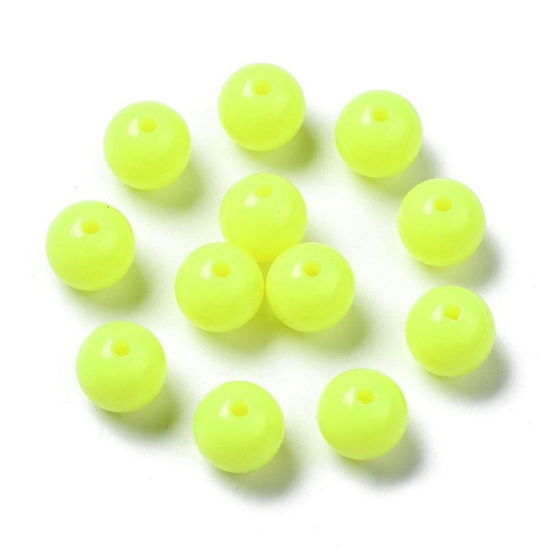 30 x 10mm Acrylic Beads, Neon Yellow 30 x 10mm Acrylic Beads, Neon Yellow