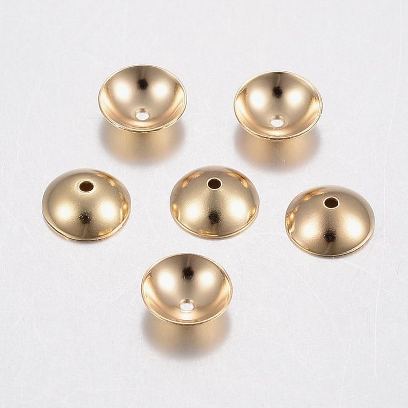 50 x Stainless Steel Real Gold Plated Bead Caps, 6x2mm 50 x Stainless Steel Real Gold Plated Bead Caps, 6x2mm