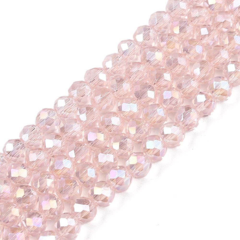 6x5mm Electroplated Faceted Glass Rondelles in Pink, 1 Strand 6x5mm Electroplated Faceted Glass Rondelles in Pink, 1 Strand