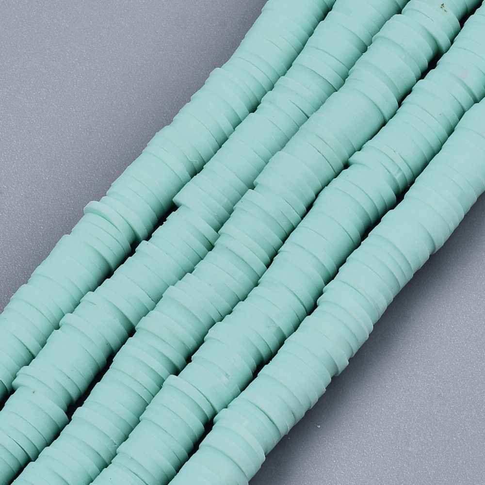 Polymer Clay Heishi Bead Strand, Mint Green, 6mm