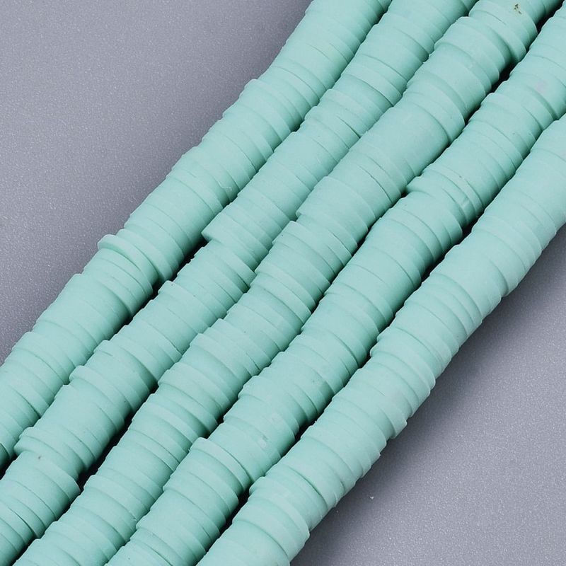 Polymer Clay Heishi Bead Strand, Mint Green, 6mm