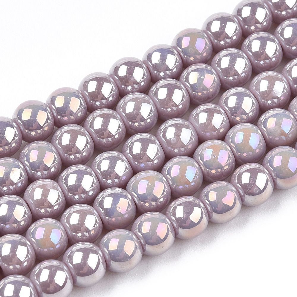 Electroplated Opaque Glass Beads in Rosy Brown with AB Finish, 4mm, 1 Strand Electroplated Opaque Glass Beads in Rosy Brown with AB Finish, 4mm, 1 Strand