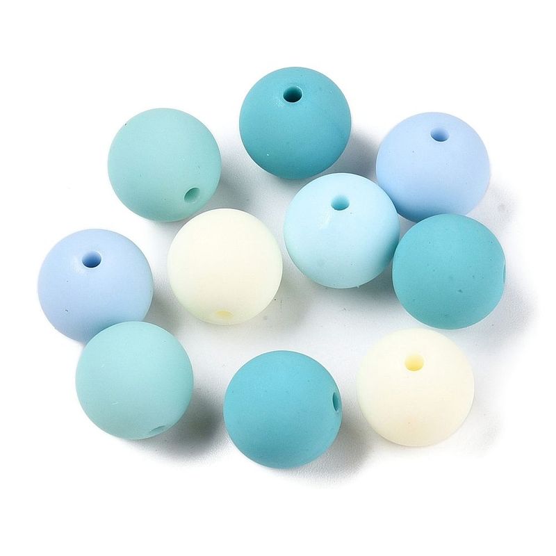 30 x 11mm Rubberized Acrylic Beads, Mixed Blues 30 x 11mm Rubberized Acrylic Beads, Mixed Blues