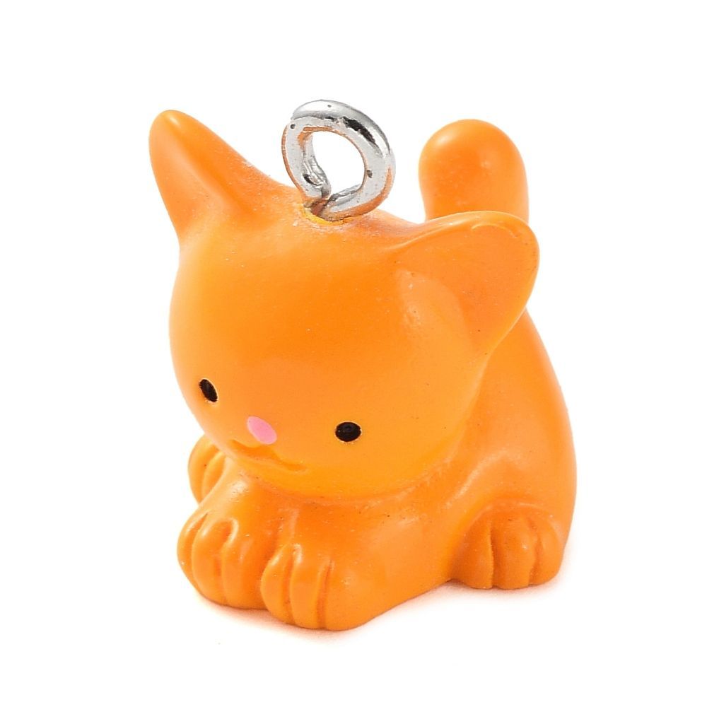 Resin Orange Cat Charm/Pendant, 16x15x9mm Resin Orange Cat Charm/Pendant, 16x15x9mm