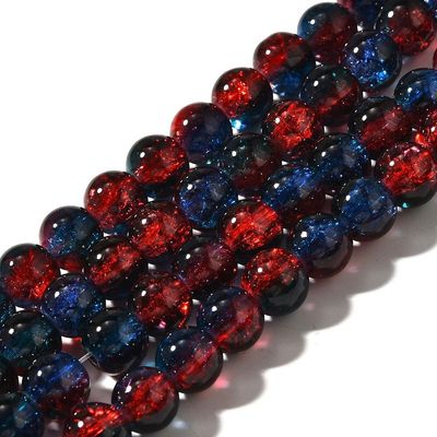 50 x 8mm Crackle Glass in Two Tone Dark Blue and Red 50 x 8mm Crackle Glass in Two Tone Dark Blue and Red