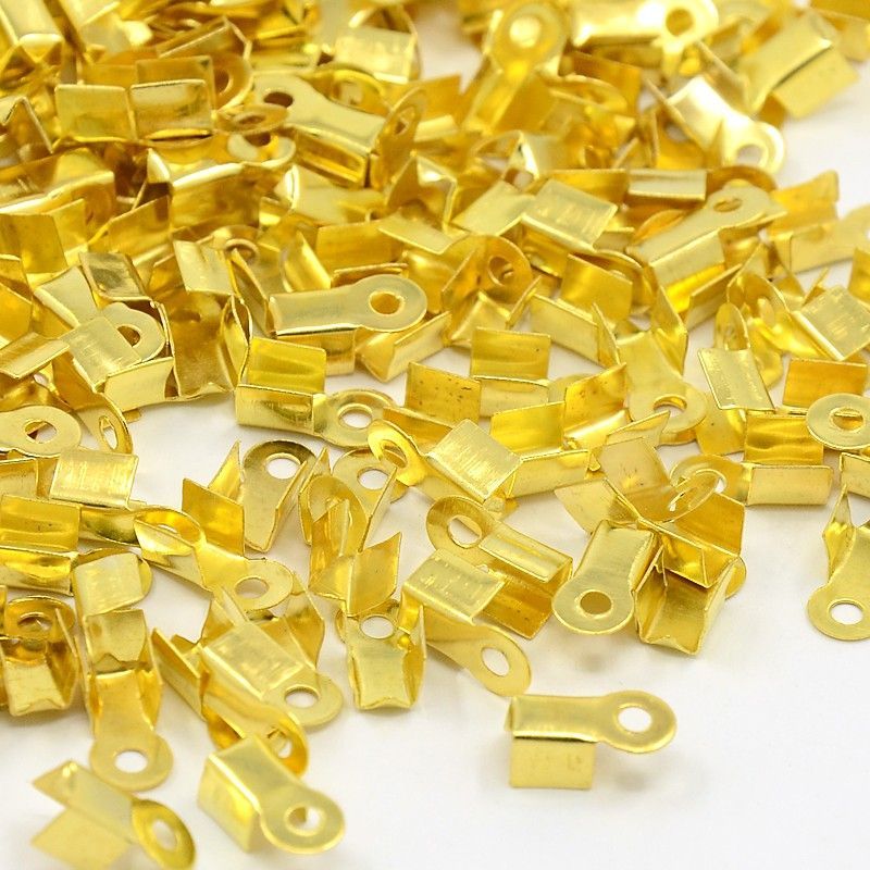 50 x Gold Plated Cord Ends / Crimp Ends, 9x3x4mm 50 x Gold Plated Cord Ends / Crimp Ends, 9x3x4mm
