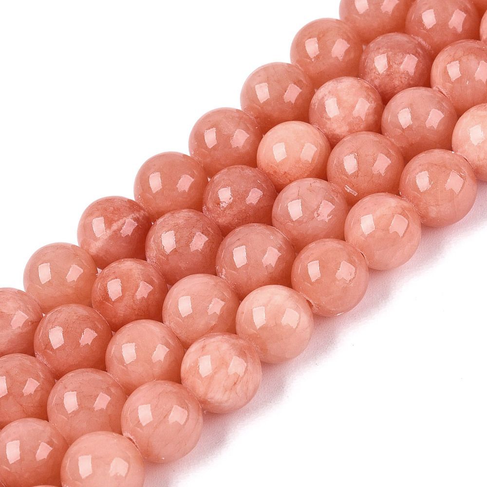 Natural Dyed Jade, Salmon Pink, 8mm, 1 Strand