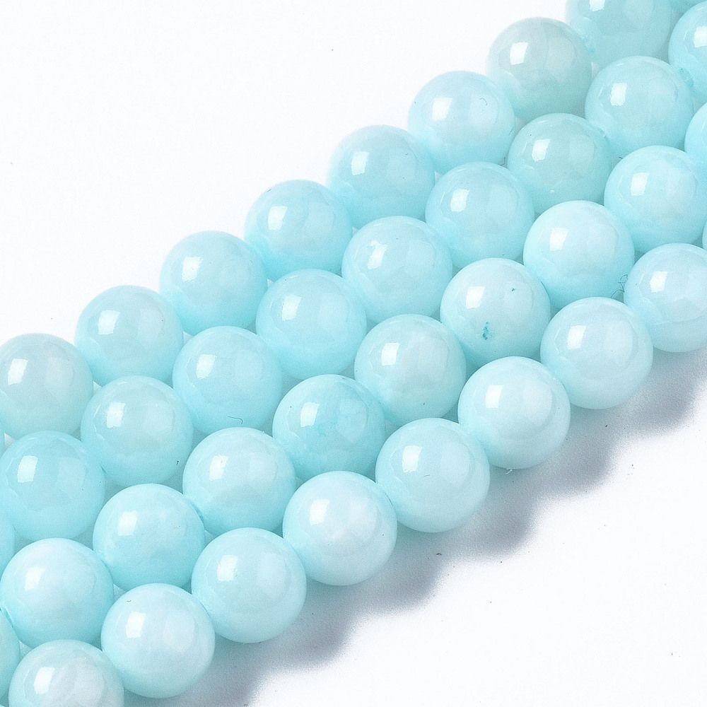 Natural Dyed Jade, Light Sky Blue, 8mm, 1 Strand Natural Dyed Jade, Light Sky Blue, 8mm, 1 Strand