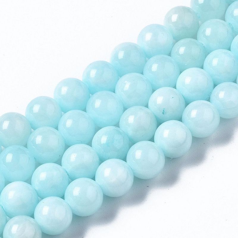 Natural Dyed Jade, Light Sky Blue, 8mm, 1 Strand Natural Dyed Jade, Light Sky Blue, 8mm, 1 Strand