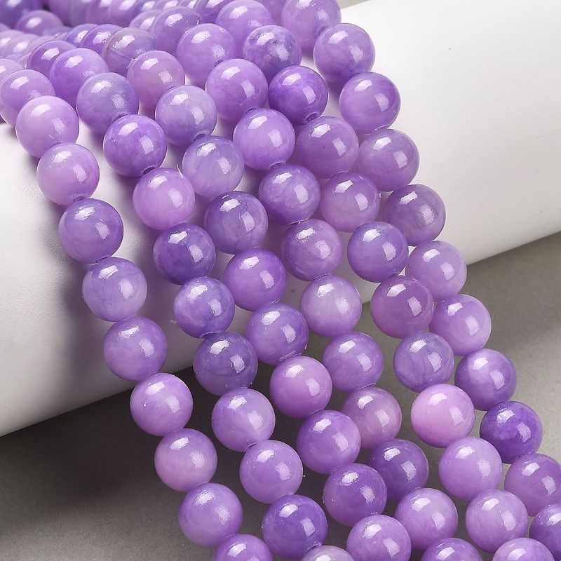 Natural Dyed Jade, Purple, 8mm, 1 Strand Natural Dyed Jade, Purple, 8mm, 1 Strand