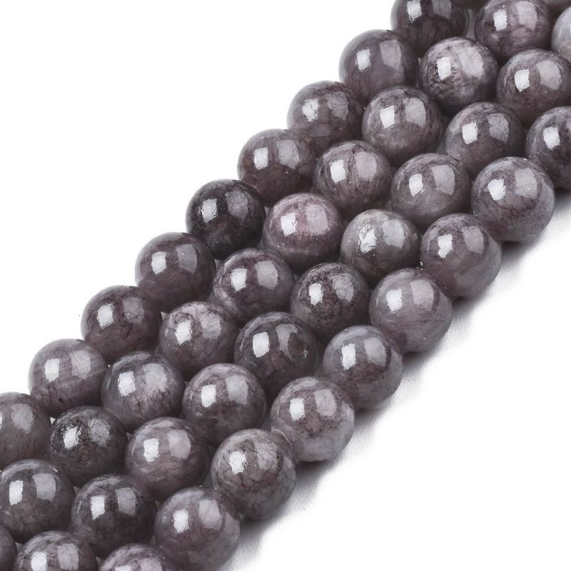 Natural Dyed Jade, Grey, 8mm, 1 Strand Natural Dyed Jade, Grey, 8mm, 1 Strand