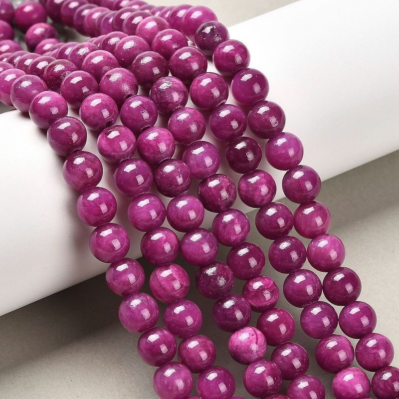 Natural Dyed Jade, Dark Rose Pink, 8mm, 1 Strand Natural Dyed Jade, Dark Rose Pink, 8mm, 1 Strand