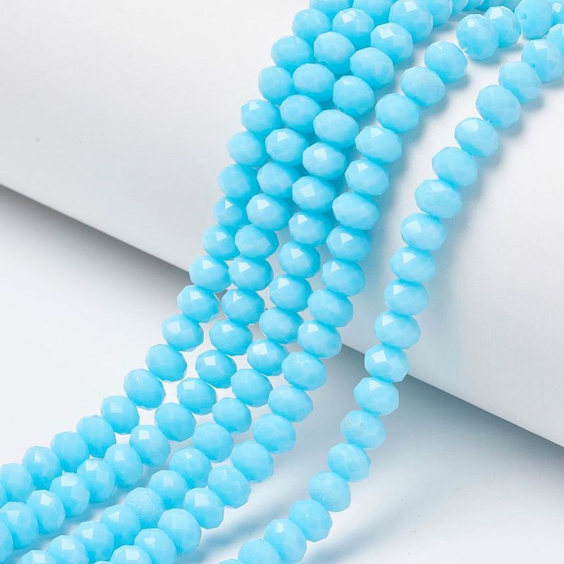 6x5mm Electroplated Faceted Glass Rondelles in Blue, 1 Strand 6x5mm Electroplated Faceted Glass Rondelles in Blue, 1 Strand